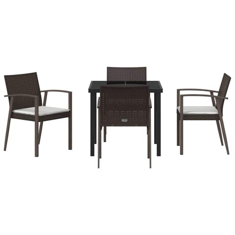 Zestaw do jadalni w ogrodzie 5 pcs Brązowy i czarny Rattan PE