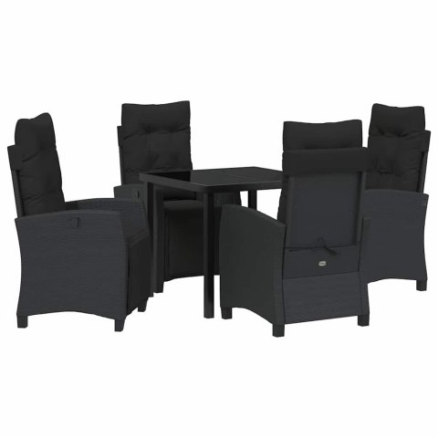 Zestaw do jadalni w ogrodzie z poduszką 5 pcs Czarny polirattan
