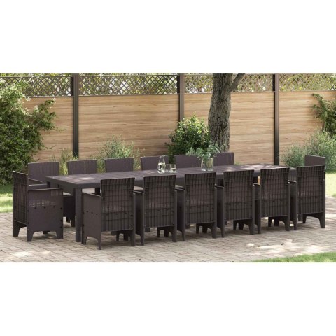 Zestaw do jadalni w ogrodzie 15 pcs Brązowy Rattan Polt
