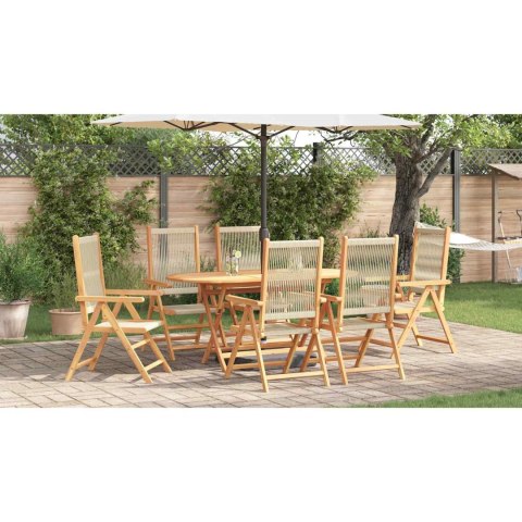 Zestaw do jadalni w ogrodzie 7 pcs Beżowy Lite Drewno Akacji