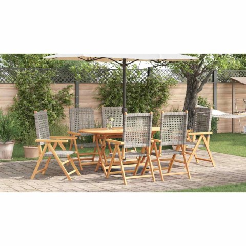 Zestaw do jadalni w ogrodzie 7 pcs Szary Lite Drewno Akacji