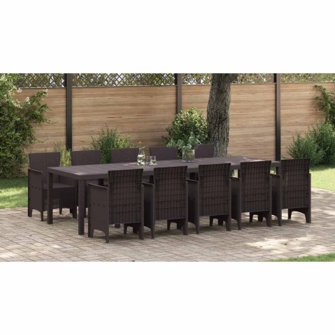 Zestaw do jadalni w ogrodzie z poduszką 11 pcs Brązowy rattan