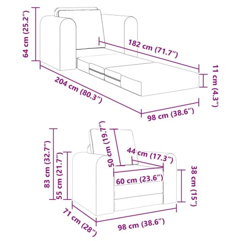 Sofa Bed Ciemnoszary 98 x 71 x 83 cm tkanina