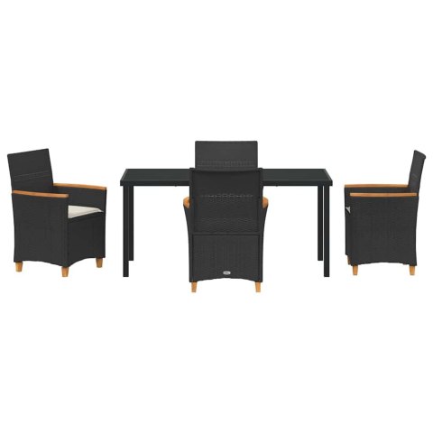 Zestaw do jadalni w ogrodzie 5 pcs Czarny polirattan