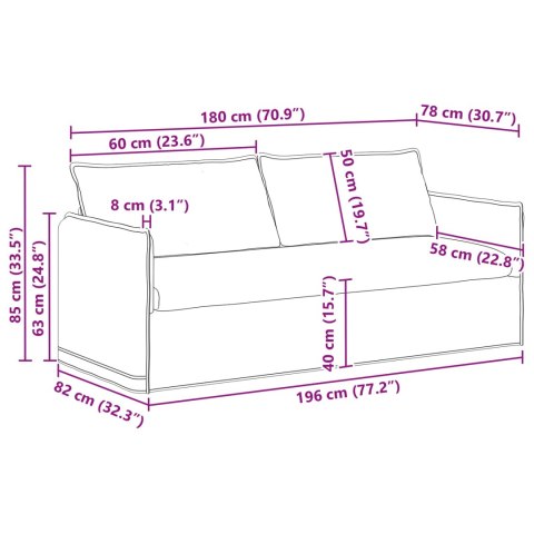 Sofa Jasnoszary 195 x 82 x 85 cm Metal
