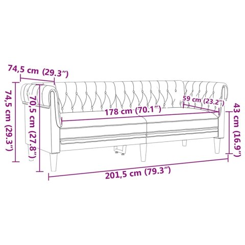 Sofa Jasnoszary 201,5 x 74,5 x 74,5 cm Poliester