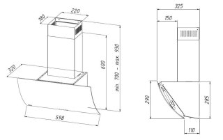 Okap kominowy AKPO WK-4 CLARUS 60 cm | LED | czarny