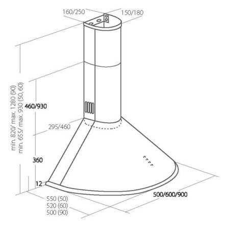 Okap kominowy AKPO WK-4 DANDYS 50 cm | LED | inox
