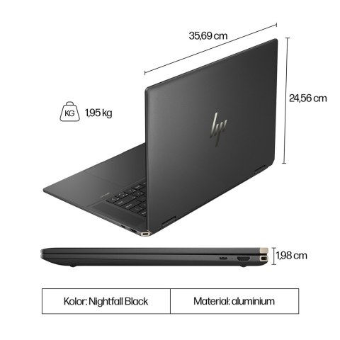 HP Spectre x360 16-aa0233nw Ultra 7 155H 16" 2.8K Touch OLED 120Hz AG 16GB DDR5 6400 SSD1TB RTX 4050_6GB Cam 9MP 83Wh W11Pro 2Y
