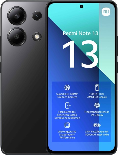 Smartfon Xiaomi Redmi Note 13 8/256GB Midnight Black brak NFC (OUTLET)