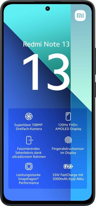 Smartfon Xiaomi Redmi Note 13 8/256GB Midnight Black brak NFC (OUTLET)