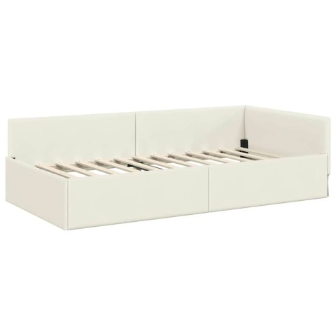 Rama Łóżka Narożnego z Materacem Inny 2 pcs Kremowy Aksamit