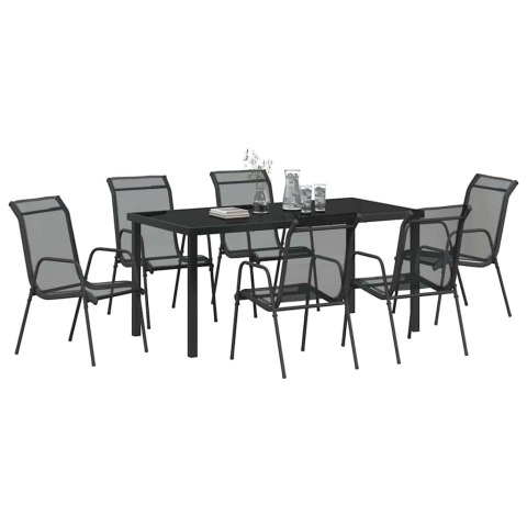 Zestaw do jadalni w ogrodzie 7 pcs Czarny
