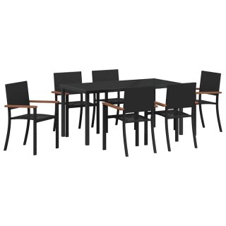 Zestaw do jadalni w ogrodzie 7 pcs Czarny