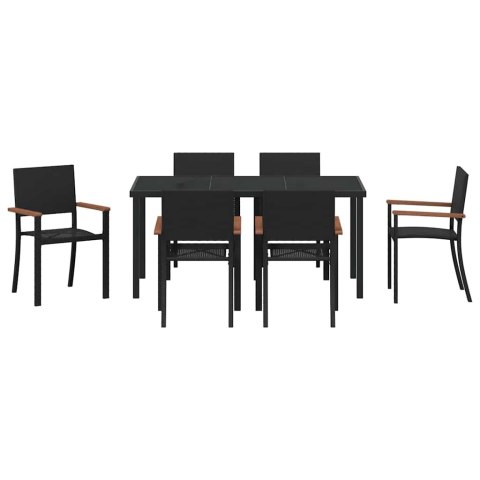 Zestaw do jadalni w ogrodzie 7 pcs Czarny