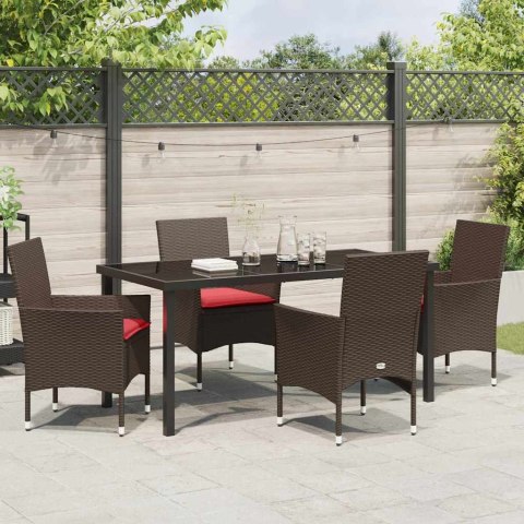Zestaw stół i krzesła z poduszką 5 pcs Brązowy Rattan PE