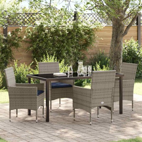 Zestaw stół i krzesła z poduszką 5 pcs Szary Rattan PE