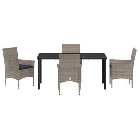 Zestaw stół i krzesła z poduszką 5 pcs Szary Rattan PE