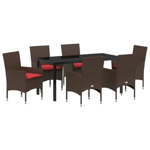 Zestaw stół i krzesła z poduszką 7 pcs Brązowy Rattan PE