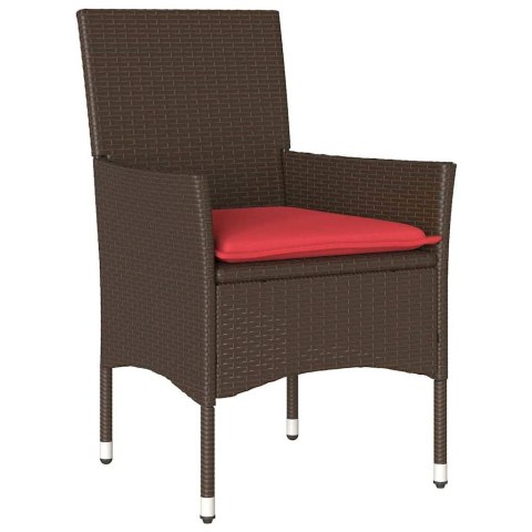 Zestaw stół i krzesła z poduszką 7 pcs Brązowy Rattan PE