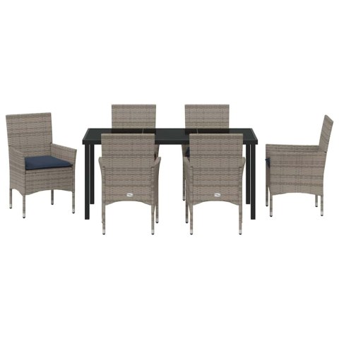 Zestaw stół i krzesła z poduszką 7 pcs Szary Rattan PE
