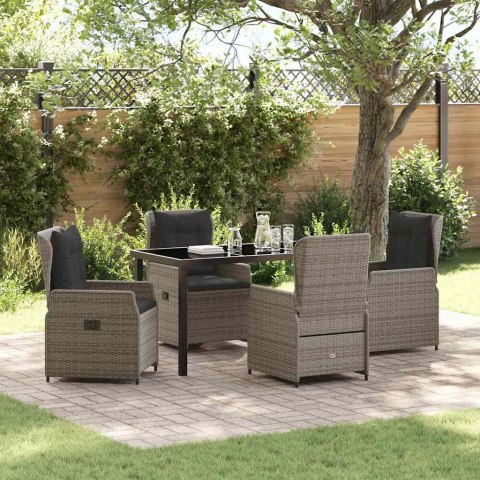 Zestaw do jadalni w ogrodzie 5 pcs Szary polirattan