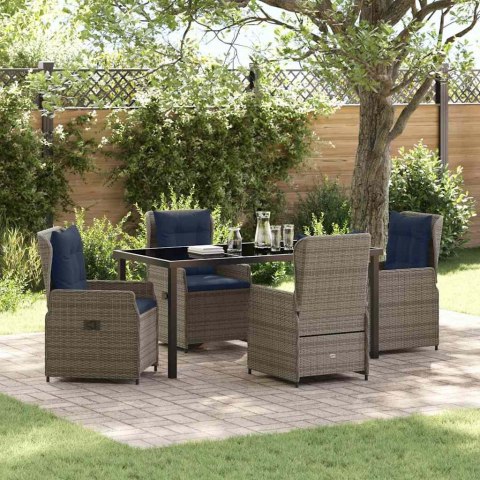 Zestaw do jadalni w ogrodzie z poduszką 5 pcs Szary Polirattan