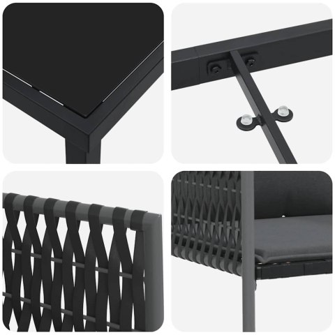Zestaw do jadalni w ogrodzie 5 pcs Czarny i szary Rattan PE
