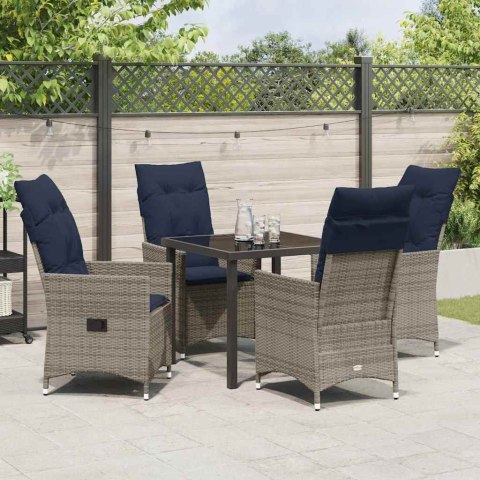 Zestaw stół i krzesła z poduszką 5 pcs Szary Rattan PE