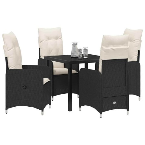 Zestaw do jadalni w ogrodzie 5 pcs Czarny polirattan