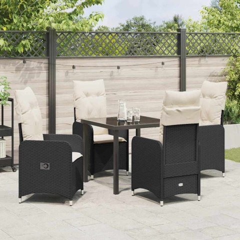 Zestaw do jadalni w ogrodzie 5 pcs Czarny polirattan