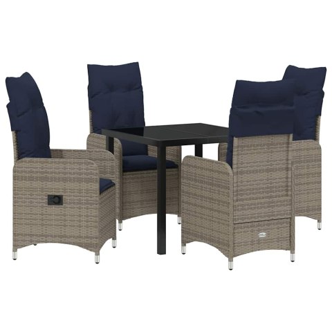 Zestaw do jadalni w ogrodzie 5 pcs Czarny polirattan