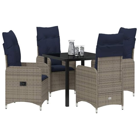 Zestaw do jadalni w ogrodzie 5 pcs Czarny polirattan
