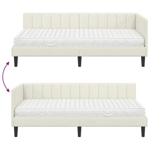 Rama Łóżka Narożnego z Materacem 2 pcs Kremowy Aksamit
