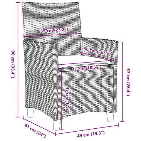 Zestaw do jadalni w ogrodzie 5 pcs Czarny polirattan