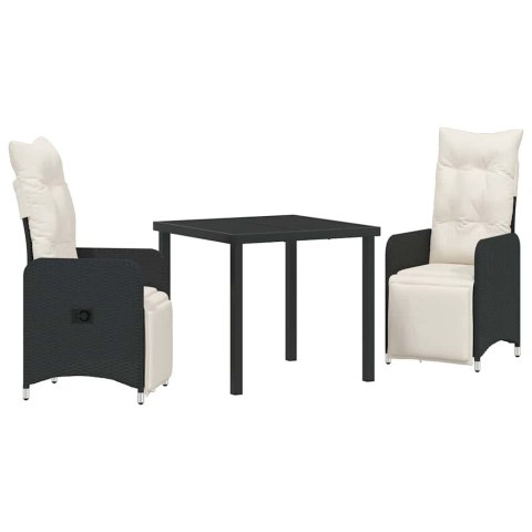 Zestaw do jadalni w ogrodzie 3 pcs Czarny polirattan