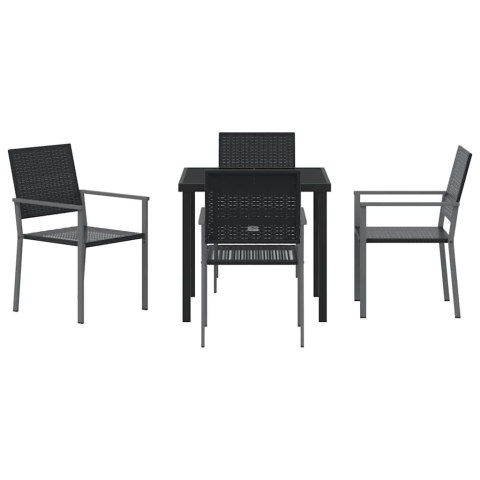 Zestaw do jadalni w ogrodzie 5 pcs Czarny Rattan PE