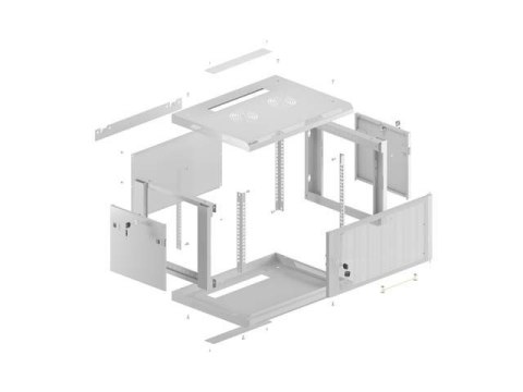 LANBERG SZAFA INSTALACYJNA RACK WISZĄCA 19" 12U 600X600 SZARA DRZWI PERFOROWANE (FLAT PACK)