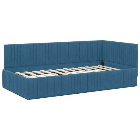 Rama Łóżka Narożnego z Materacem 2 pcs Niebieski Aksamit