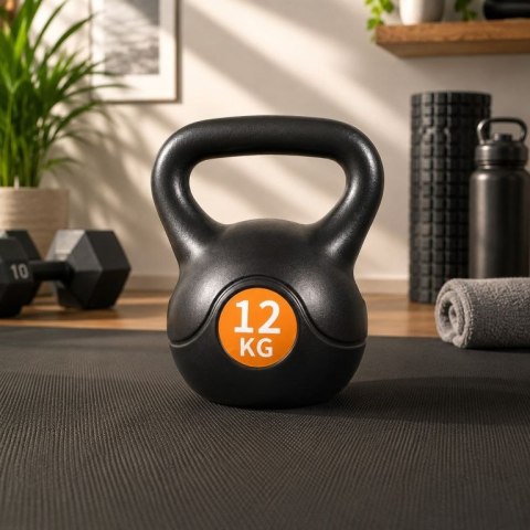 Kettlebell 12 kg, plastikowy z wypełnieniem cementowym