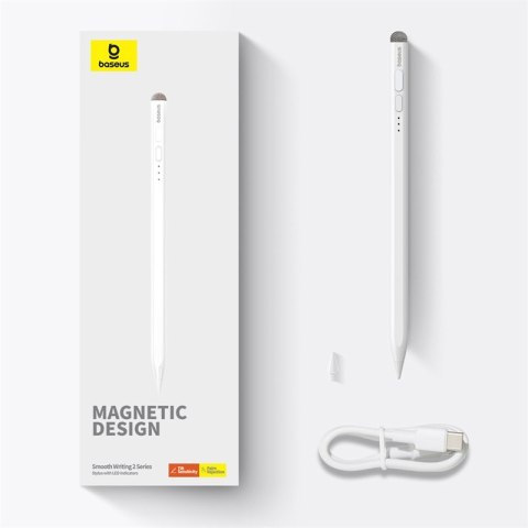 Rysik stylus do iPad z aktywną wymienną końcówką Smooth Writing 2 z kablem USB-C biały