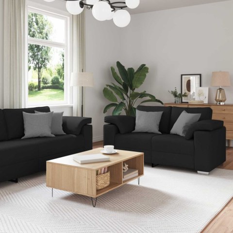 Sofa 3 pcs Czarny 219 x 80 x 82 cm Tkanina lniana