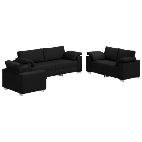 Sofa 3 pcs Czarny 219 x 80 x 82 cm Tkanina lniana