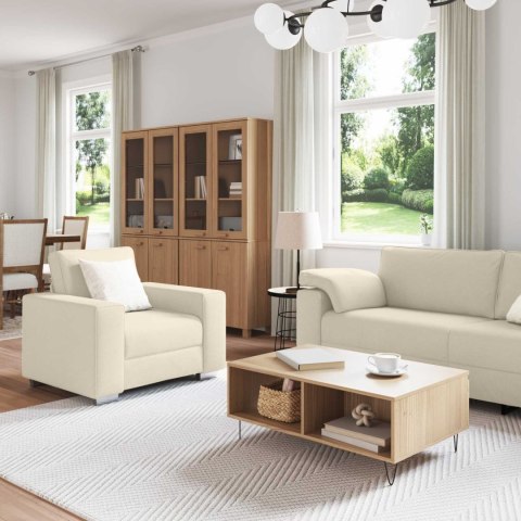 Sofa 2 pcs Beżowy 219 x 80 x 82 cm Tkanina lniana