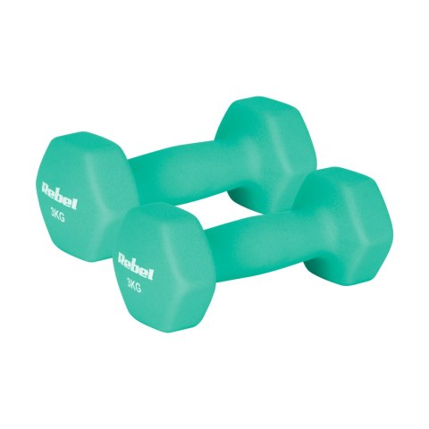 Hantelki żeliwne neoprenowe HEX 2x3kg, REBEL ACTIVE