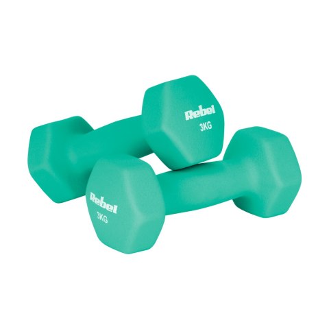 Hantelki żeliwne neoprenowe HEX 2x3kg, REBEL ACTIVE