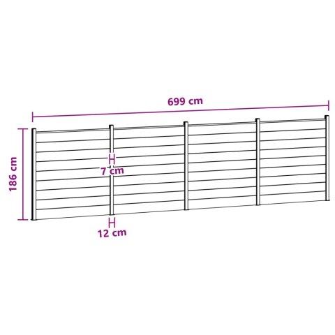Panel ogrodzeniowy 4 pcs WPC i aluminium Czarny