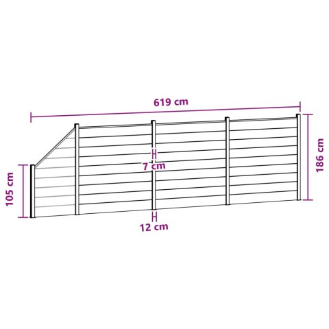 Panel ogrodzeniowy 4 pcs WPC i aluminium Czarny