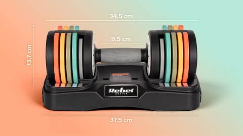 REBEL ACTIVE HANTLE ŻELIWNE REGULOWANE AUTOMATYCZNIE, ZESTAW 2X10 KG, SKOK CO 1KG RBA2335