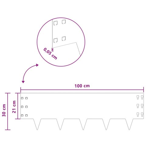 Krawężnik do trawnika 20 pcs 100 x 30 cm Stal srebrny